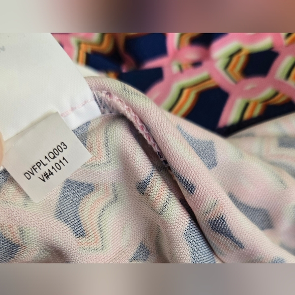 Diane Von Furstenberg DVF Brooklyn Matte Jersey Pants Pink and Navy Geometric - Picture 8 of 9